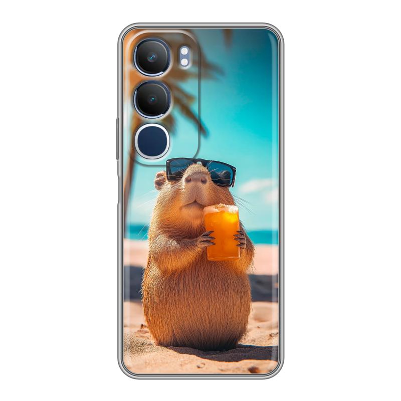Силиконовый чехол на Vivo Y19s с принтом Капибара Силиконовый чехол на Vivo Y19s с принтом Капибара
