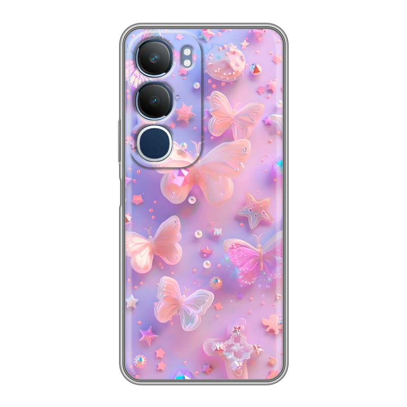 Силиконовый чехол на Vivo Y19s с принтом Бабочки Силиконовый чехол на Vivo Y19s с принтом Бабочки
