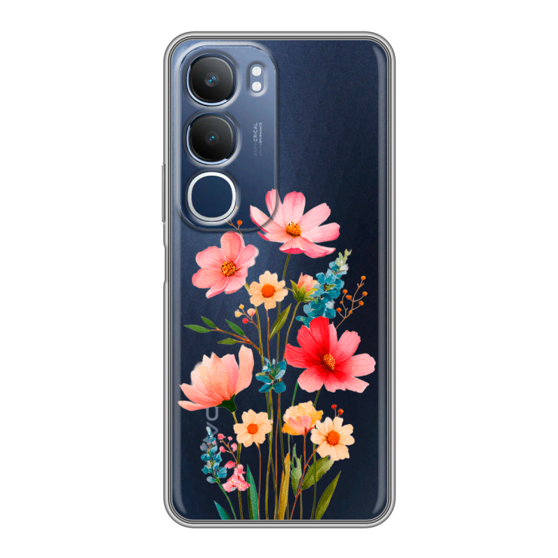 Силиконовый чехол на Vivo Y19s с принтом Цветы Силиконовый чехол на Vivo Y19s с принтом Цветы