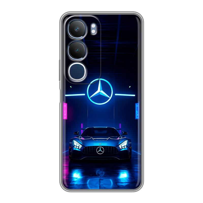 Силиконовый чехол на Vivo Y19s с принтом Mercedes Мерседес Силиконовый чехол на Vivo Y19s с принтом Mercedes Мерседес