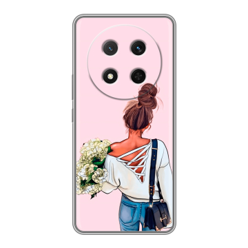 Силиконовый чехол на Honor X9c с принтом Девушка и букет Силиконовый чехол на Honor X9c с принтом Девушка и букет