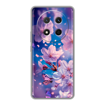 Силиконовый чехол на Honor X9c с принтом цветы бабочки Силиконовый чехол на Honor X9c с принтом цветы бабочки