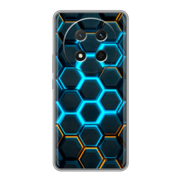 Силиконовый чехол на Honor X9c с принтом Неоновые соты