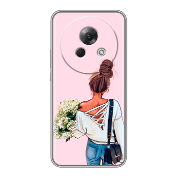 Силиконовый чехол на Meizu Lucky 08 с принтом Девушка и букет