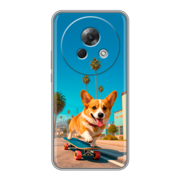 Силиконовый чехол на Meizu Lucky 08 с принтом Корги на скейте Силиконовый чехол на Meizu Lucky 08 с принтом Корги на скейте
