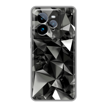 Силиконовый чехол на Realme GT7 Pro с принтом Черные кристаллы