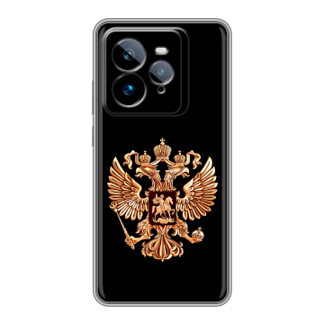 Силиконовый чехол на Realme GT7 Pro с принтом Герб России золотой Силиконовый чехол на Realme GT7 Pro с принтом Герб России золотой
