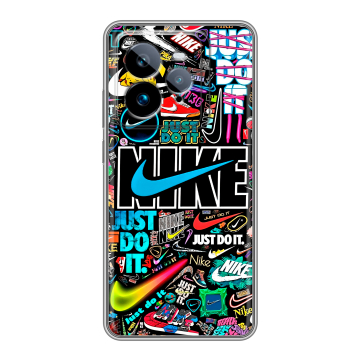 Силиконовый чехол на Realme GT7 Pro с принтом найк nike черный Силиконовый чехол на Realme GT7 Pro с принтом найк nike черный