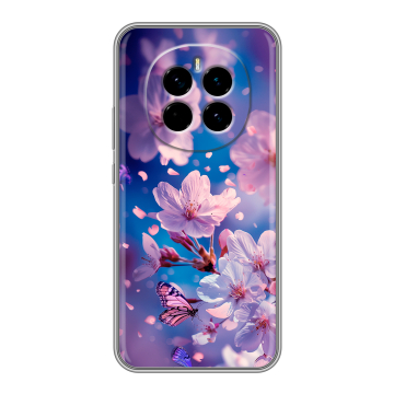 Силиконовый чехол на Honor Magic 7 с принтом цветы бабочки