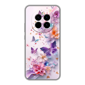 Силиконовый чехол на Honor Magic 7 с принтом цветы бабочки