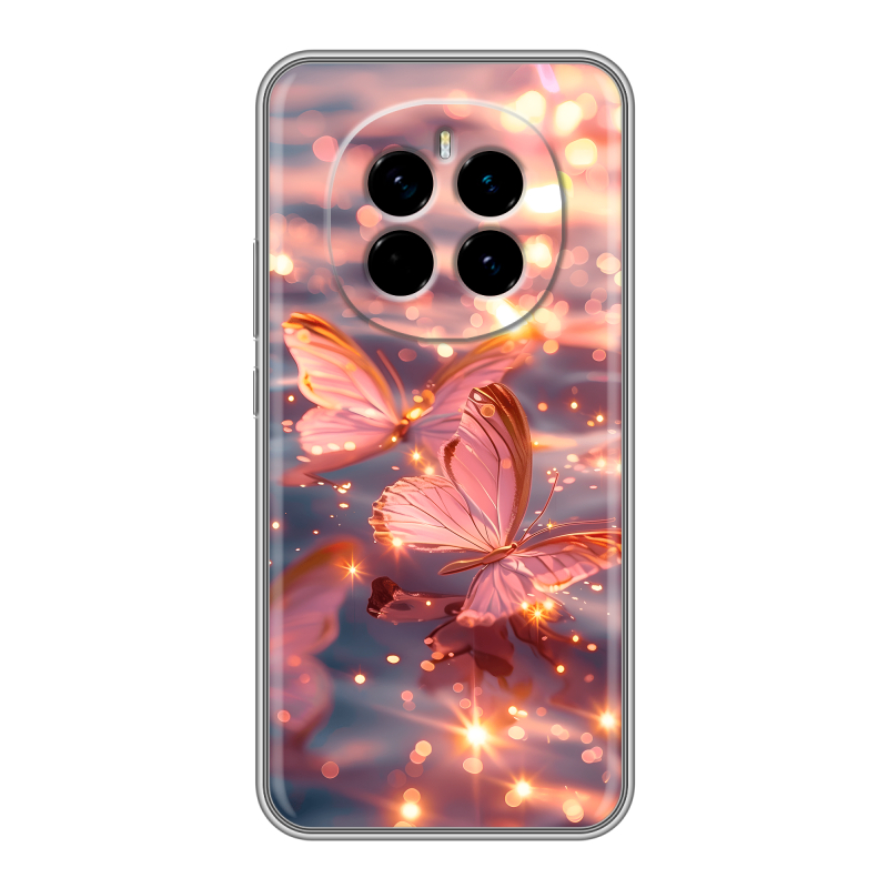 Силиконовый чехол на Honor Magic 7 с принтом бабочки розовые Силиконовый чехол на Honor Magic 7 с принтом бабочки розовые