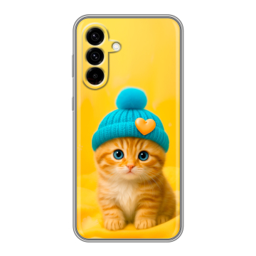 Силиконовый чехол на Samsung Galaxy A36 с принтом Котенок в шапке