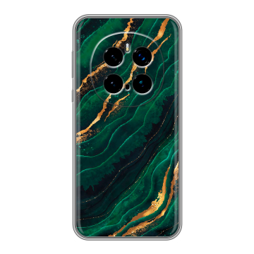 Силиконовый чехол на Honor Magic 7 Pro  с принтом Мрамор зеленое золото