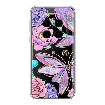 Силиконовый чехол на Honor Magic 7 Pro с принтом Бабочки и цветы