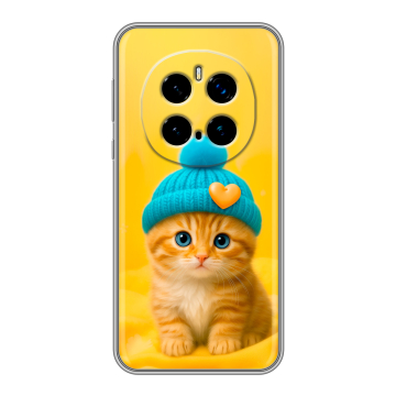 Силиконовый чехол на Honor Magic 7 Pro с принтом Котенок в шапке Силиконовый чехол на Honor Magic 7 Pro с принтом Котенок в шапке