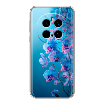 Силиконовый чехол на Honor Magic 7 Pro с принтом голубые орхидеи