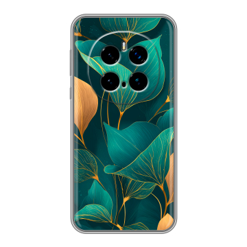 Силиконовый чехол на Honor Magic 7 Pro с принтом Листья и золото