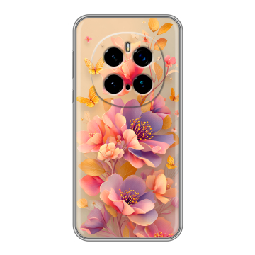 Силиконовый чехол на Honor Magic 7 Pro с принтом Цветы и бабочки