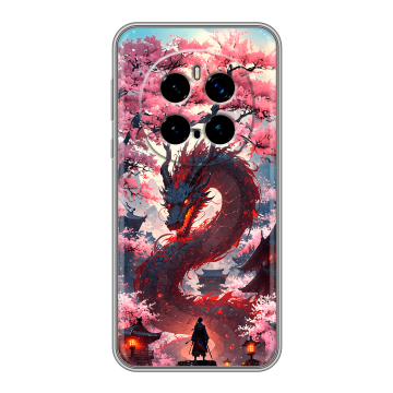 Силиконовый чехол на Honor Magic 7 Pro с принтом Дракон Японский