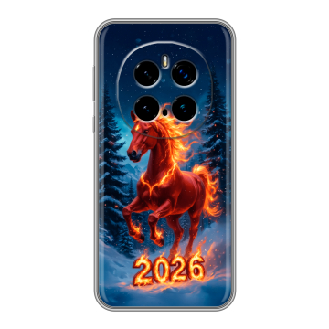 Силиконовый чехол на Honor Magic 7 Pro с принтом Новый год коня