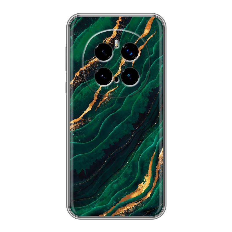 Силиконовый чехол на Honor Magic 7 Pro с принтом Мрамор зеленое золото Силиконовый чехол на Honor Magic 7 Pro с принтом Мрамор зеленое золото