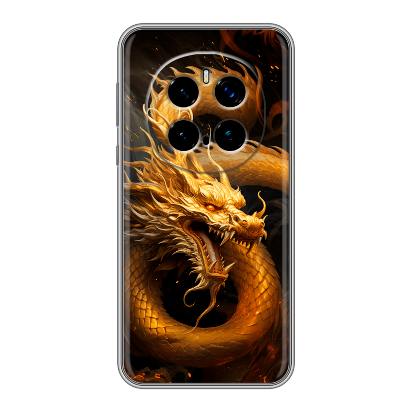Силиконовый чехол на Honor Magic 7 Pro с принтом Золотой дракон Силиконовый чехол на Honor Magic 7 Pro с принтом Золотой дракон