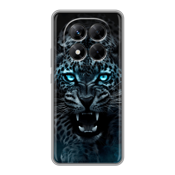 Силиконовый чехол на Xiaomi Redmi Note 14 Pro 5G с принтом Темный леопард Силиконовый чехол на Xiaomi Redmi Note 14 Pro 5G с принтом Темный леопард