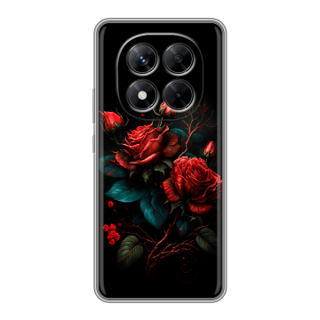 Силиконовый чехол на Xiaomi Redmi Note 14 Pro 5G с принтом Розы красные Силиконовый чехол на Xiaomi Redmi Note 14 Pro 5G с принтом Розы красные