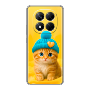 Силиконовый чехол на Xiaomi Redmi Note 14 Pro 5G с принтом Котенок в шапке Силиконовый чехол на Xiaomi Redmi Note 14 Pro 5G с принтом Котенок в шапке