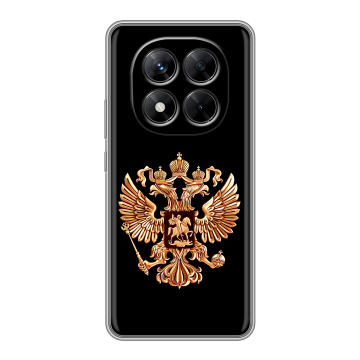 Силиконовый чехол на Xiaomi Redmi Note 14 Pro 5G с принтом Герб России золотой Силиконовый чехол на Xiaomi Redmi Note 14 Pro 5G с принтом Герб России золотой