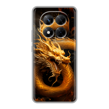 Силиконовый чехол на Xiaomi Redmi Note 14 Pro 5G с принтом Золотой дракон Силиконовый чехол на Xiaomi Redmi Note 14 Pro 5G с принтом Золотой дракон