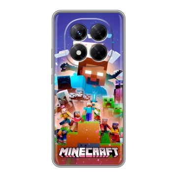 Силиконовый чехол на Xiaomi Redmi Note 14 Pro 5G с принтом Майнкрафт Minecraft Силиконовый чехол на Xiaomi Redmi Note 14 Pro 5G с принтом Майнкрафт Minecraft