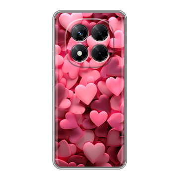 Силиконовый чехол на Xiaomi Redmi Note 14 Pro 5G с принтом розовые сердечки Силиконовый чехол на Xiaomi Redmi Note 14 Pro 5G с принтом розовые сердечки