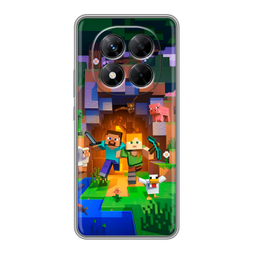Силиконовый чехол на Xiaomi Redmi Note 14 Pro 5G с принтом Майнкрафт Minecraft Силиконовый чехол на Xiaomi Redmi Note 14 Pro 5G с принтом Майнкрафт Minecraft
