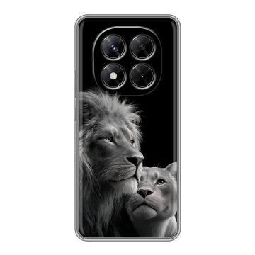 Силиконовый чехол на Xiaomi Redmi Note 14 Pro 5G с принтом Лев кошки Силиконовый чехол на Xiaomi Redmi Note 14 Pro 5G с принтом Лев кошки