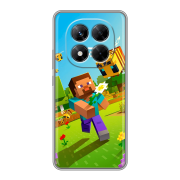 Силиконовый чехол на Xiaomi Redmi Note 14 Pro 5G с принтом Майнкрафт Minecraft Силиконовый чехол на Xiaomi Redmi Note 14 Pro 5G с принтом Майнкрафт Minecraft