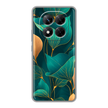 Силиконовый чехол на Xiaomi Redmi Note 14 Pro 5G с принтом Листья и золото Силиконовый чехол на Xiaomi Redmi Note 14 Pro 5G с принтом Листья и золото
