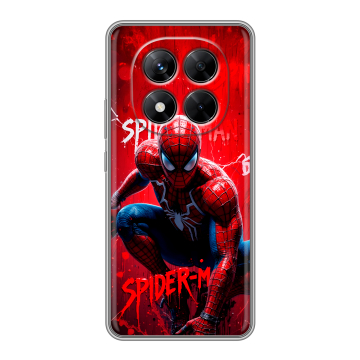 Силиконовый чехол на Xiaomi Redmi Note 14 Pro 5G с принтом Spiderman Человек паук Силиконовый чехол на Xiaomi Redmi Note 14 Pro 5G с принтом Spiderman Человек паук