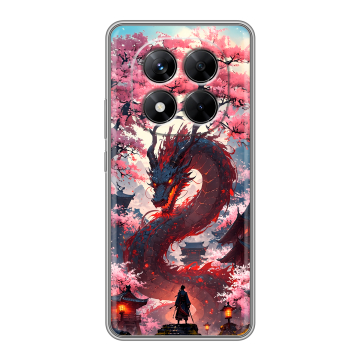 Силиконовый чехол на Xiaomi Redmi Note 14 Pro 5G с принтом Дракон Японский Силиконовый чехол на Xiaomi Redmi Note 14 Pro 5G с принтом Дракон Японский