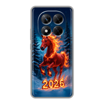 Силиконовый чехол на Xiaomi Redmi Note 14 Pro 5G с принтом Новый год коня