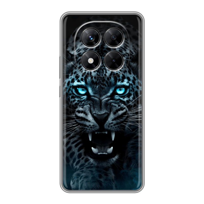 Силиконовый чехол на Xiaomi Redmi Note 14 Pro 5G с принтом Темный леопард Силиконовый чехол на Xiaomi Redmi Note 14 Pro 5G с принтом Темный леопард