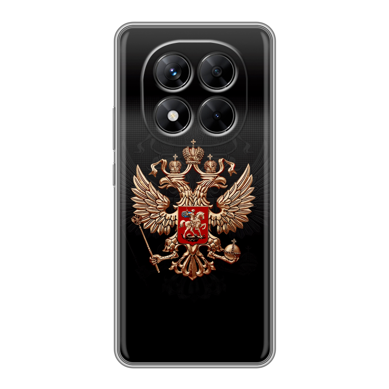 Силиконовый чехол на Xiaomi Redmi Note 14 Pro 5G с принтом Герб России Силиконовый чехол на Xiaomi Redmi Note 14 Pro 5G с принтом Герб России