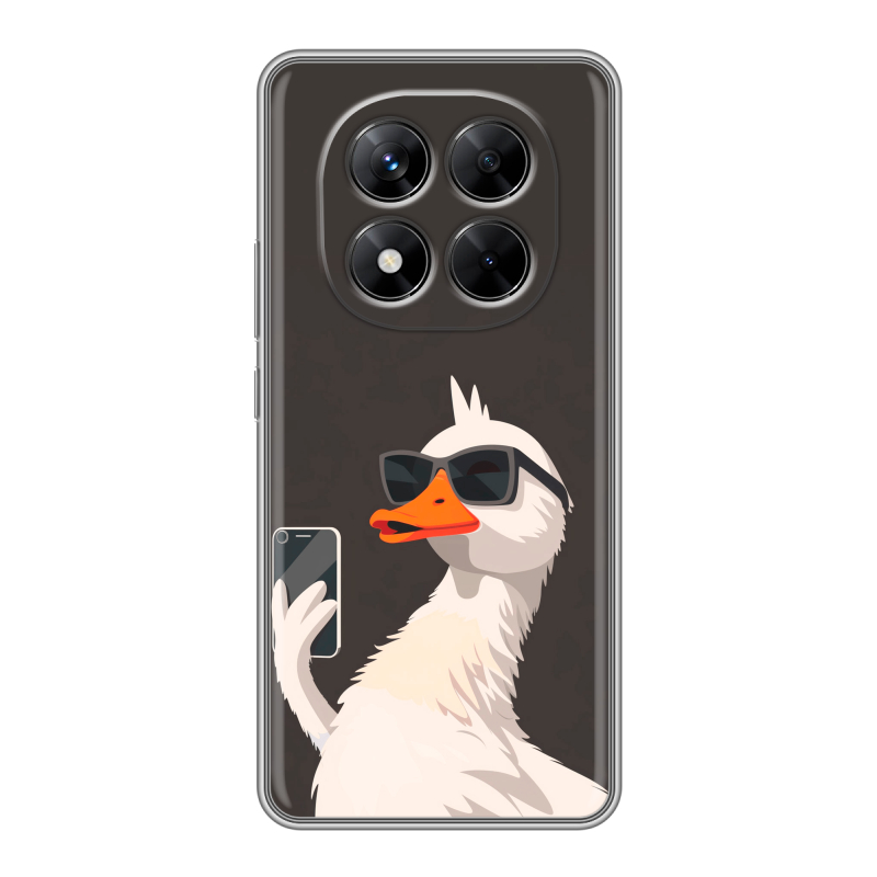 Силиконовый чехол на Xiaomi Redmi Note 14 Pro 5G с принтом утка в очках Силиконовый чехол на Xiaomi Redmi Note 14 Pro 5G с принтом утка в очках