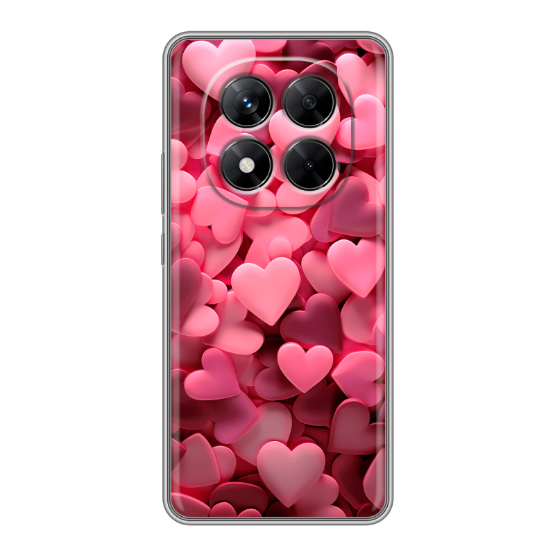 Силиконовый чехол на Xiaomi Redmi Note 14 Pro 5G с принтом розовые сердечки Силиконовый чехол на Xiaomi Redmi Note 14 Pro 5G с принтом розовые сердечки