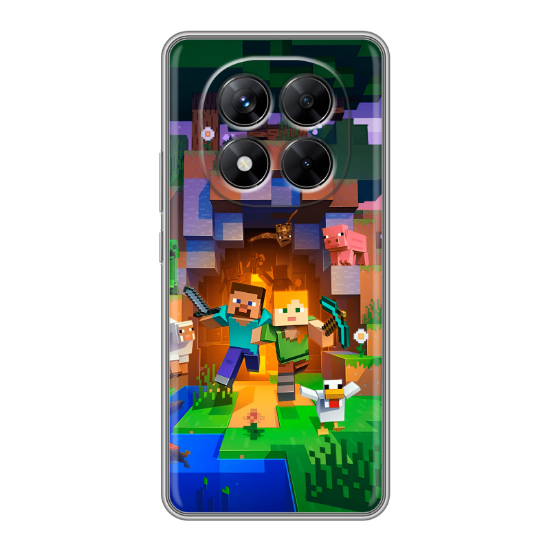 Силиконовый чехол на Xiaomi Redmi Note 14 Pro 5G с принтом Майнкрафт Minecraft Силиконовый чехол на Xiaomi Redmi Note 14 Pro 5G с принтом Майнкрафт Minecraft