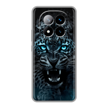 Силиконовый чехол на Xiaomi Redmi Note 14 Pro Plus с принтом Темный леопард Силиконовый чехол на Xiaomi Redmi Note 14 Pro Plus с принтом Темный леопард