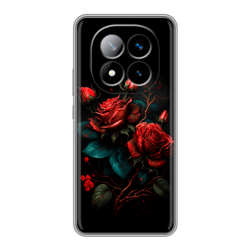 Силиконовый чехол на Xiaomi Redmi Note 14 Pro Plus с принтом Розы красные
