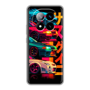 Силиконовый чехол на Xiaomi Redmi Note 14 Pro Plus с принтом Гоночные машины