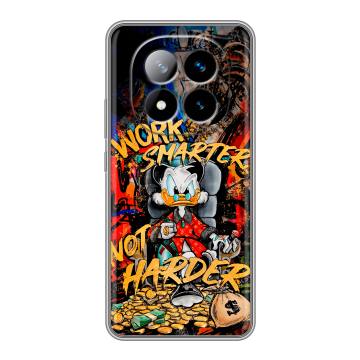 Силиконовый чехол на Xiaomi Redmi Note 14 Pro Plus с принтом Дональд Дак Деньги