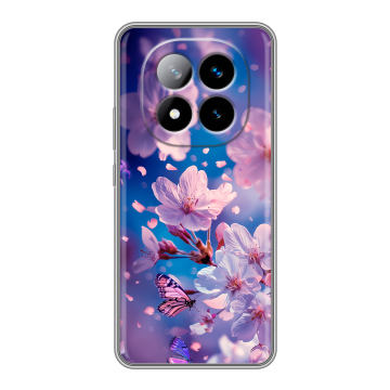 Силиконовый чехол на Xiaomi Redmi Note 14 Pro Plus с принтом цветы бабочки